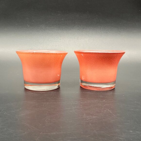 Vintage Tea Light Candle Holders Mauve Pink Glass 1980s Set of 2 Kmart Cottage - Picture 3 of 9